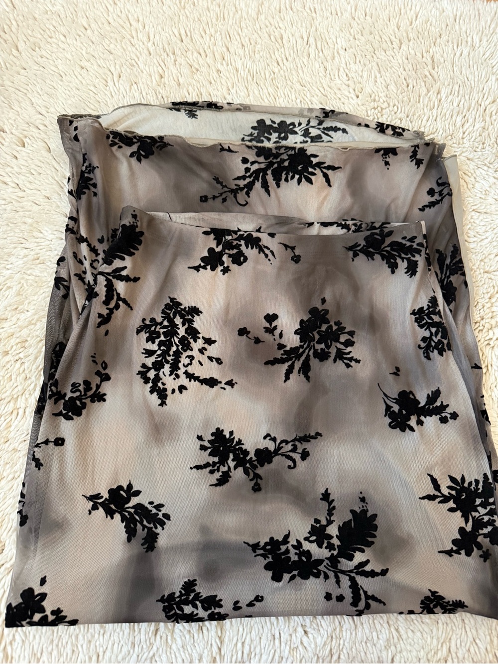 Sheer Black Floral Organza Overlay Skirt